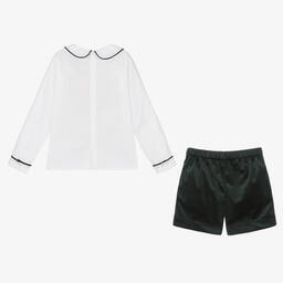 Caramelo Kids-Boys Ivory & Green Velvet Buster Suit | Childrensalon Outlet