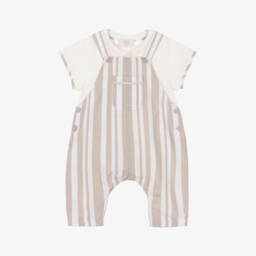 Caramelo Kids-Кремовый полосатый комбинезон для мальчиков | Childrensalon Outlet