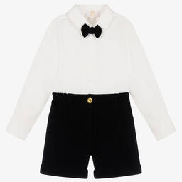 Caramelo Kids-Boys Navy Blue Velvet Shorts Set | Childrensalon Outlet