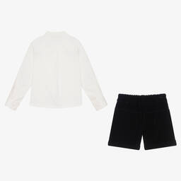 Caramelo Kids-Boys Navy Blue Velvet Shorts Set | Childrensalon Outlet