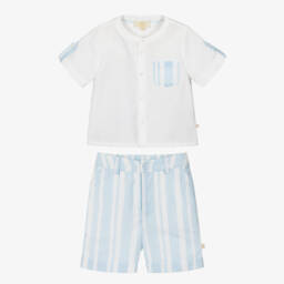 Caramelo Kids-Boys Ocean Stripe Shorts Ensemble | Childrensalon Outlet
