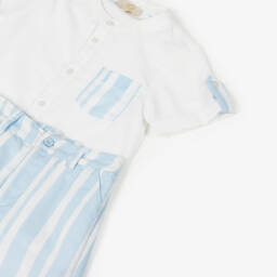 Caramelo Kids-Boys Ocean Stripe Shorts Ensemble | Childrensalon Outlet
