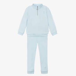 Caramelo Kids-Boys Pale Blue Cotton Logo Tape Tracksuit  | Childrensalon Outlet