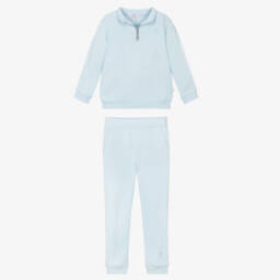 Caramelo Kids-Boys Pale Blue Cotton Logo Tape Tracksuit  | Childrensalon Outlet