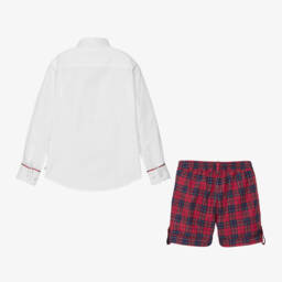 Caramelo Kids-Boys Tartan Red Cotton Outfit | Childrensalon Outlet