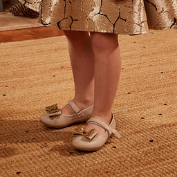 Caramelo Kids-Girls Beige Ballerina Pumps | Childrensalon Outlet