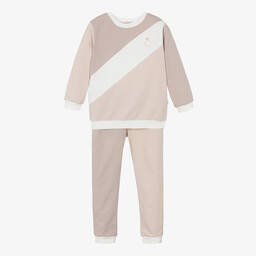 Caramelo Kids-Girls Beige Cotton Tracksuit  | Childrensalon Outlet
