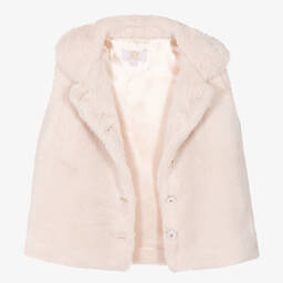 Caramelo Kids-Girls Beige Faux Fur Gilet | Childrensalon Outlet