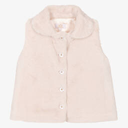 Caramelo Kids-Girls Beige Faux Fur Gilet | Childrensalon Outlet