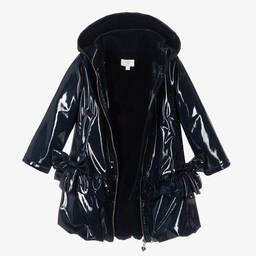 Caramelo Kids-Girls Blue Bow Raincoat | Childrensalon Outlet