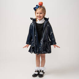 Caramelo Kids-Girls Blue Bow Raincoat | Childrensalon Outlet
