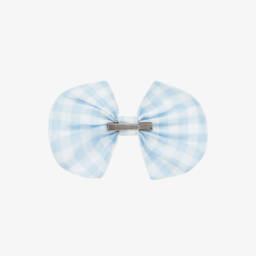 Caramelo Kids-Girls Blue Checkered Bow Clip | Childrensalon Outlet