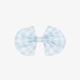 Caramelo Kids-Girls Blue Checkered Bow Clip | Childrensalon Outlet