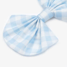 Caramelo Kids-Girls Blue Checkered Bow Clip | Childrensalon Outlet