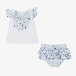Caramelo Kids-Girls Blue Floral Shorts Set | Childrensalon Outlet