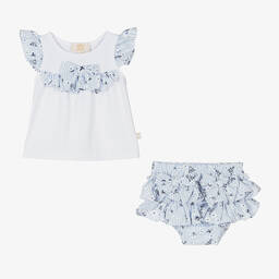 Caramelo Kids-Girls Blue Floral Shorts Set | Childrensalon Outlet