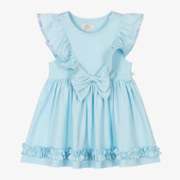 Caramelo Kids-Голубое хлопковое платье с оборками для девочек | Childrensalon Outlet