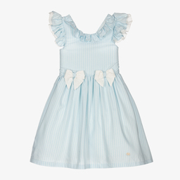 Caramelo Kids-Girls Blue Stripe Bow Dress | Childrensalon Outlet