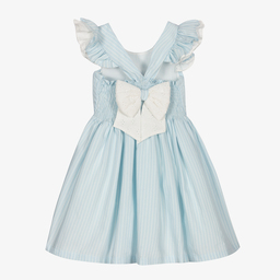 Caramelo Kids-Girls Blue Stripe Bow Dress | Childrensalon Outlet