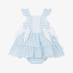Caramelo Kids-Girls' Gingham Blue Cotton Frock | Childrensalon Outlet