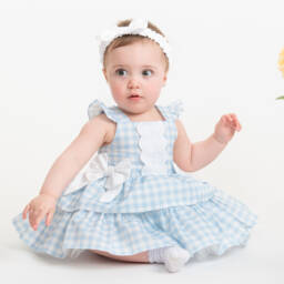 Caramelo Kids-Girls' Gingham Blue Cotton Frock | Childrensalon Outlet