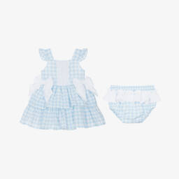 Caramelo Kids-Girls' Gingham Blue Cotton Frock | Childrensalon Outlet