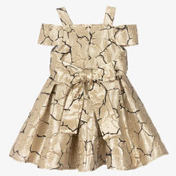 Caramelo Kids-Girls Gold Brocade Dress  | Childrensalon Outlet