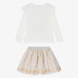 Caramelo Kids-Girls Ivory & Beige Tea Party Skirt Set | Childrensalon Outlet