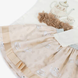 Caramelo Kids-Girls Ivory & Beige Tea Party Skirt Set | Childrensalon Outlet