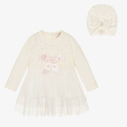 Caramelo Kids-Girls Ivory Knitted Dress Set | Childrensalon Outlet
