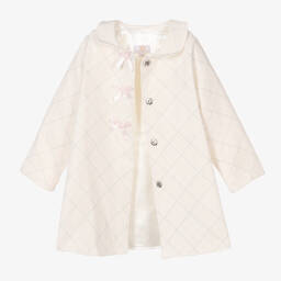 Caramelo Kids-Girls Ivory & Pink Tweed Coat | Childrensalon Outlet