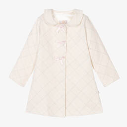 Caramelo Kids-Girls Ivory & Pink Tweed Coat | Childrensalon Outlet
