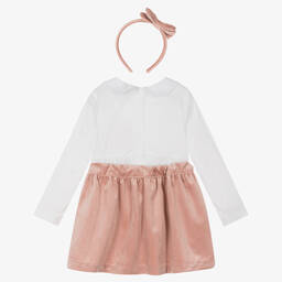 Caramelo Kids-Кремово-розовый комплект с юбкой из бархата | Childrensalon Outlet