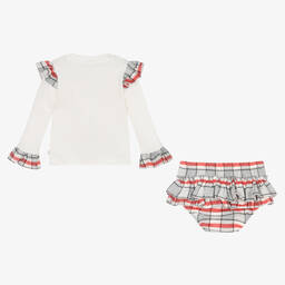 Caramelo Kids-Girls Ivory & Red Checked Shorts Set | Childrensalon Outlet
