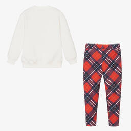 Caramelo Kids-Girls Ivory & Red Tartan Leggings Set | Childrensalon Outlet