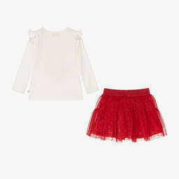 Caramelo Kids-Girls Ivory & Red Tulle Skirt Set | Childrensalon Outlet