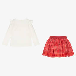 Caramelo Kids-Girls Ivory Top & Red Skirt Set | Childrensalon Outlet
