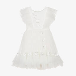 Caramelo Kids-فستان ساتان وتول لون عاجي | Childrensalon Outlet