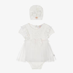 Caramelo Kids-Girls Ivory Tulle Dress & Hat | Childrensalon Outlet