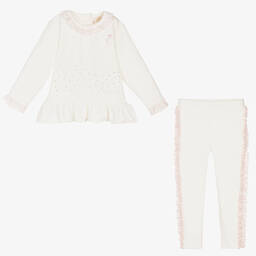 كاراميلو كيدز -Girls Ivory Velour Trouser Set | Childrensalon Outlet