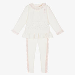 كاراميلو كيدز -Girls Ivory Velour Trouser Set | Childrensalon Outlet