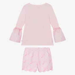 Caramelo Kids-Girls Light Pink Bow Motif Shorts Set | Childrensalon Outlet