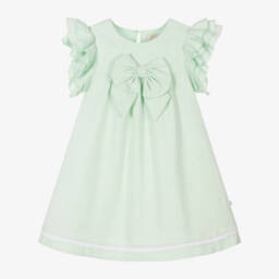 Caramelo Kids-Платье из льна и хлопка мятного цвета для девочек | Childrensalon Outlet