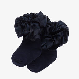 كاراميلو كيدز -جوارب قطن ستريتش و ساتان لون كحلي للبنات | Childrensalon Outlet