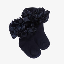 كاراميلو كيدز -جوارب قطن ستريتش و ساتان لون كحلي للبنات | Childrensalon Outlet