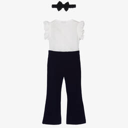 Caramelo Kids-Girls Navy Blue Velvet Trousers Set | Childrensalon Outlet