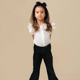 Caramelo Kids-Girls Navy Blue Velvet Trousers Set | Childrensalon Outlet