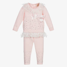Caramelo Kids-Girls Pale Pink Knit Set | Childrensalon Outlet