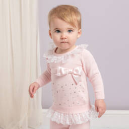 Caramelo Kids-Girls Pale Pink Knit Set | Childrensalon Outlet