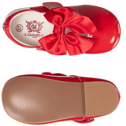 كاراميلو كيدز -حذاء جلد لامع لون أحمر فاقع للبنات | Childrensalon Outlet